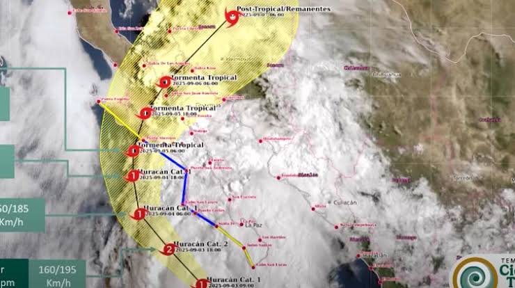 Exhortan a población de BCS, Sonora, Sinaloa y BC extremar precauciones ante huracán Lorena